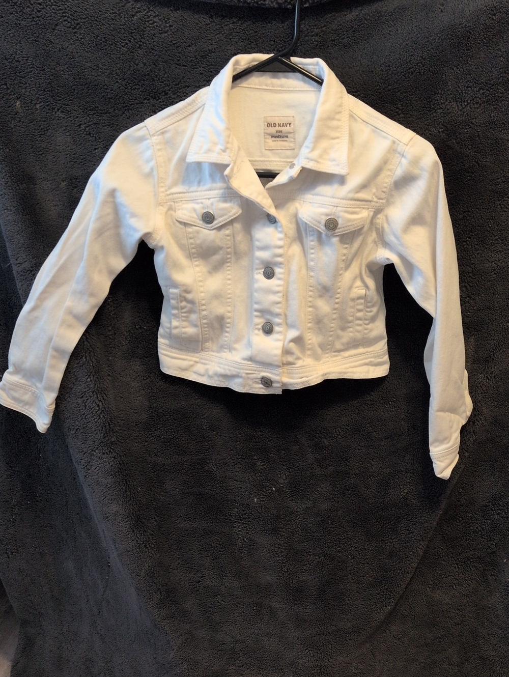 Old Navy White Girls' Denim Jacket - Cropped Button-Front